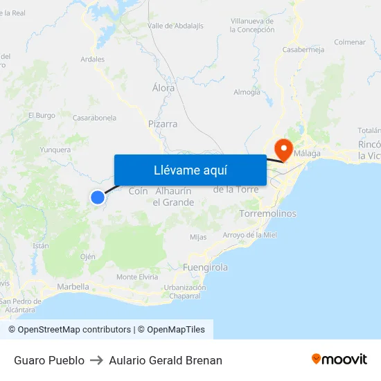 Guaro Pueblo to Aulario Gerald Brenan map