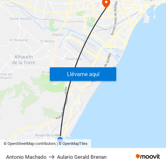 Antonio Machado to Aulario Gerald Brenan map