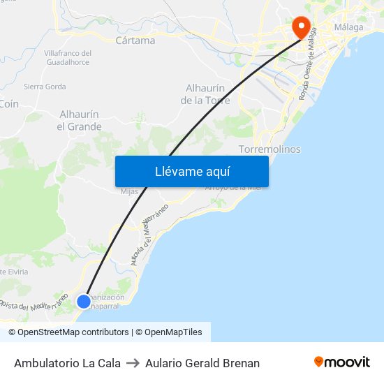 Ambulatorio La Cala to Aulario Gerald Brenan map