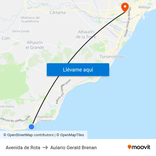 Avenida de Rota to Aulario Gerald Brenan map