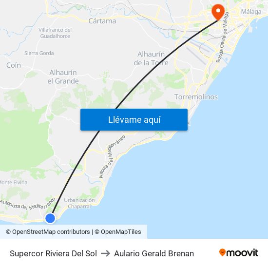 Supercor Riviera Del Sol to Aulario Gerald Brenan map