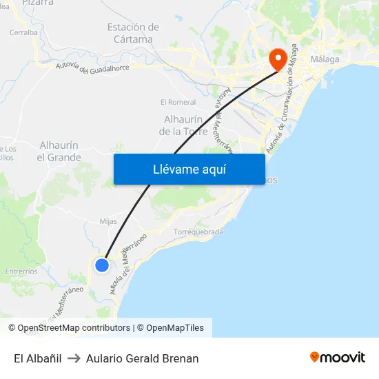 El Albañil to Aulario Gerald Brenan map