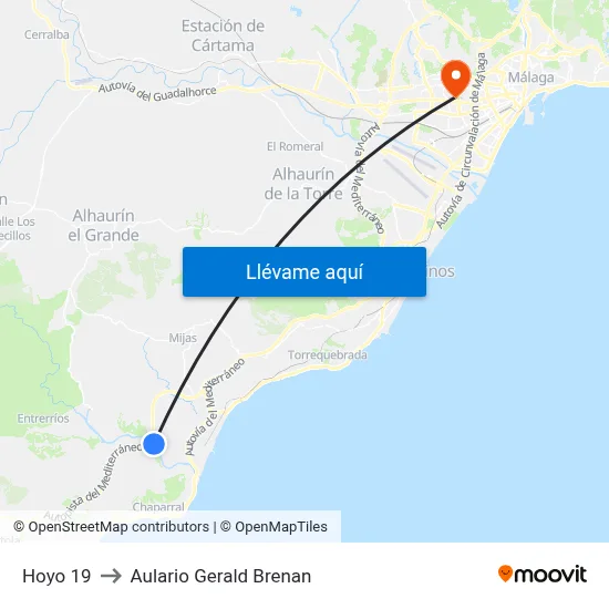 Hoyo 19 to Aulario Gerald Brenan map