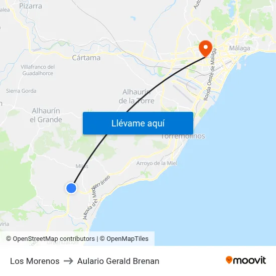 Los Morenos to Aulario Gerald Brenan map