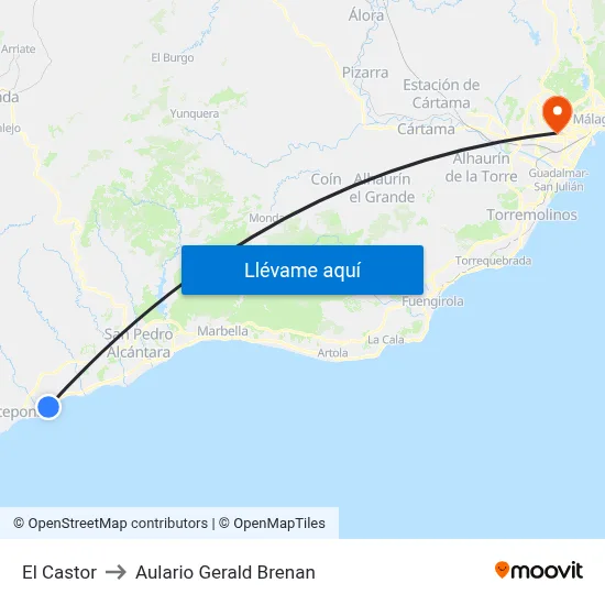 El Castor to Aulario Gerald Brenan map