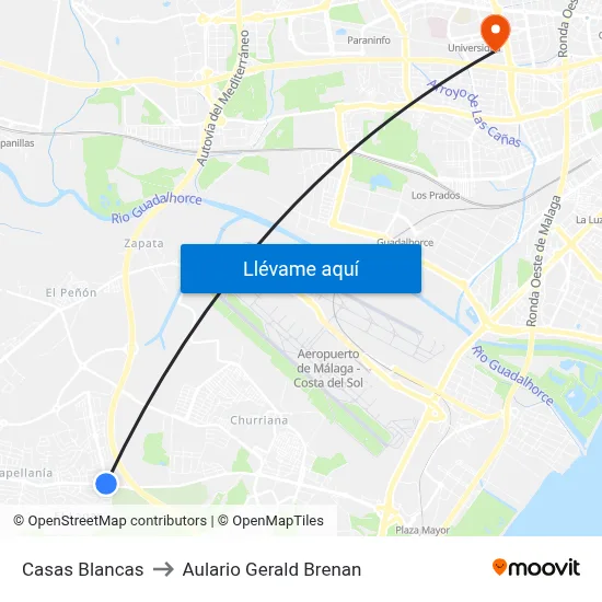 Casas Blancas to Aulario Gerald Brenan map