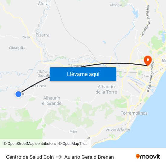 Centro de Salud Coín to Aulario Gerald Brenan map