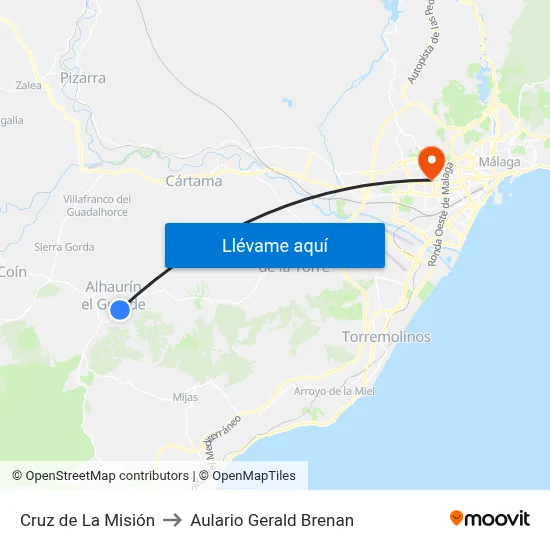 Cruz de La Misión to Aulario Gerald Brenan map