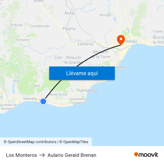 Los Monteros to Aulario Gerald Brenan map