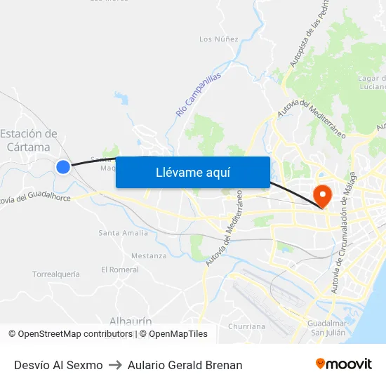 Desvío Al Sexmo to Aulario Gerald Brenan map