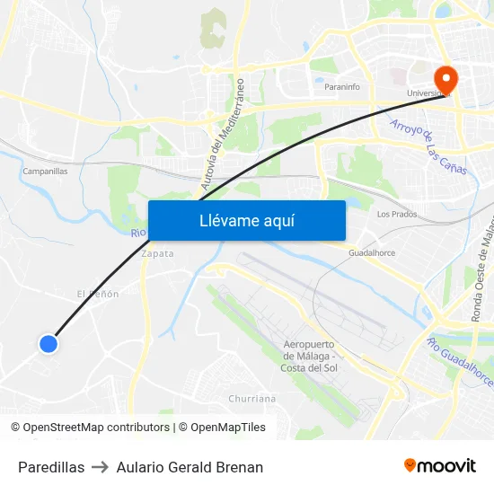 Paredillas to Aulario Gerald Brenan map
