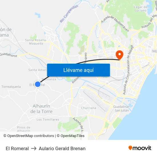 El Romeral to Aulario Gerald Brenan map