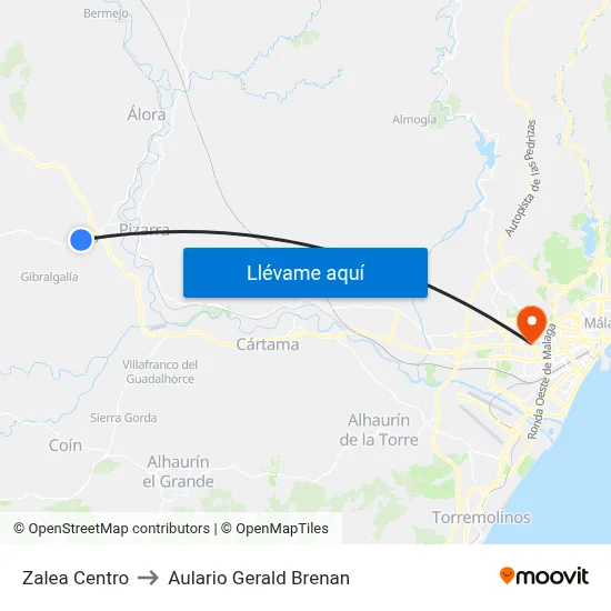 Zalea Centro to Aulario Gerald Brenan map