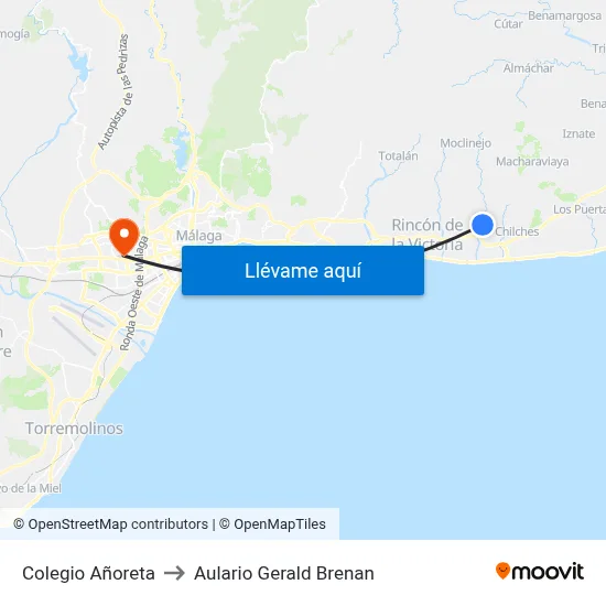 Colegio Añoreta to Aulario Gerald Brenan map