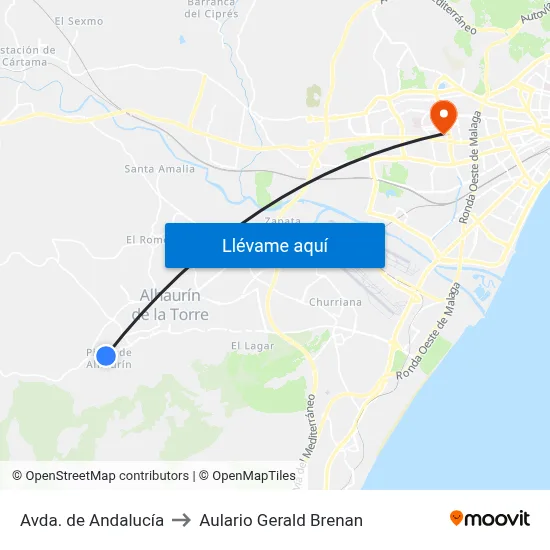 Avda. de Andalucía to Aulario Gerald Brenan map