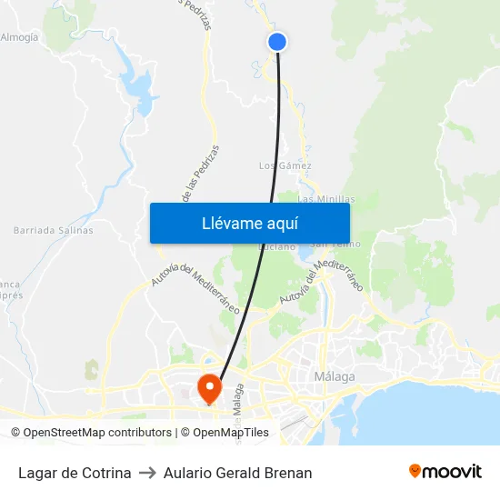 Lagar de Cotrina to Aulario Gerald Brenan map