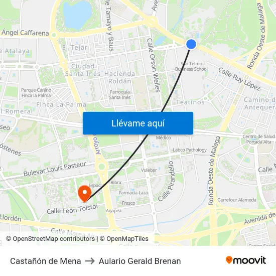 Castañón de Mena to Aulario Gerald Brenan map