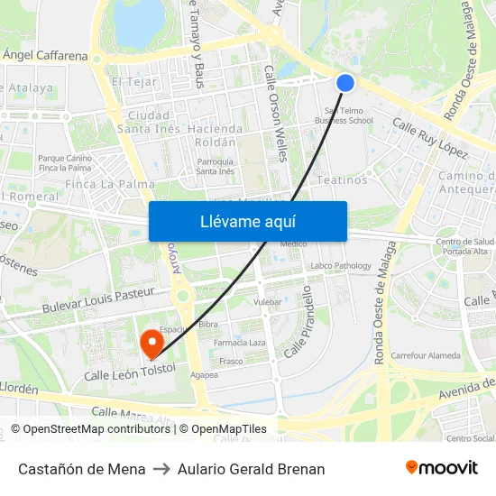 Castañón de Mena to Aulario Gerald Brenan map