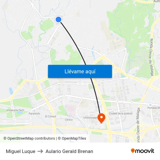 Miguel Luque to Aulario Gerald Brenan map