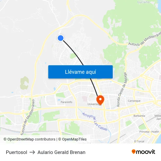 Puertosol to Aulario Gerald Brenan map