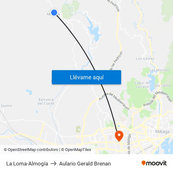 La Loma-Almogía to Aulario Gerald Brenan map