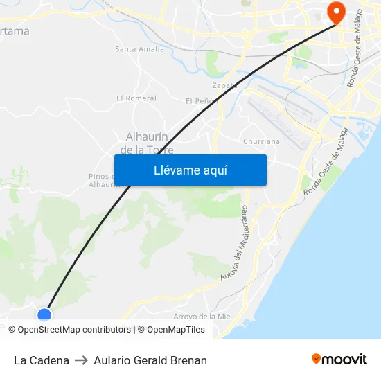La Cadena to Aulario Gerald Brenan map