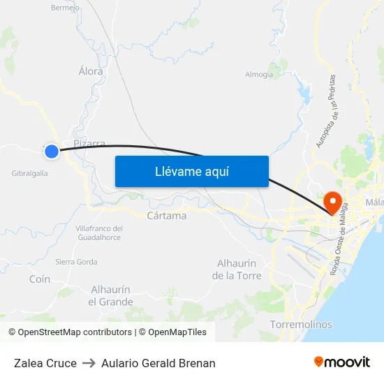 Zalea Cruce to Aulario Gerald Brenan map
