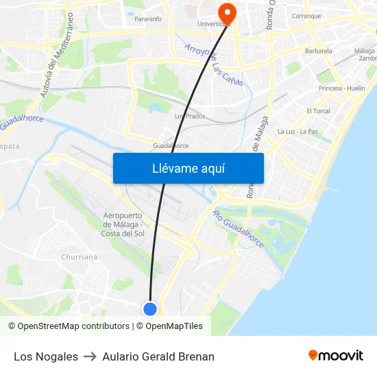 Los Nogales to Aulario Gerald Brenan map