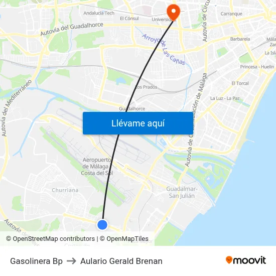 Gasolinera Bp to Aulario Gerald Brenan map