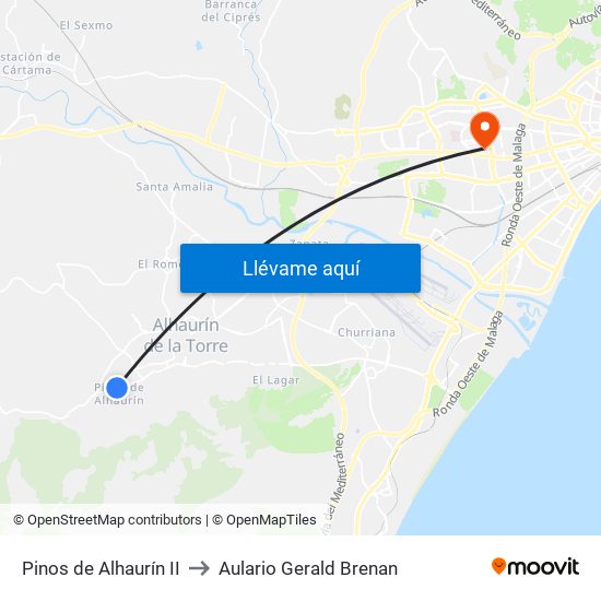 Pinos de Alhaurín II to Aulario Gerald Brenan map