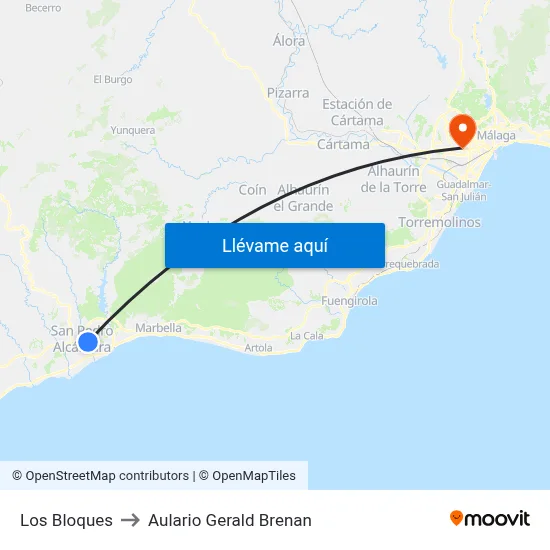 Los Bloques to Aulario Gerald Brenan map