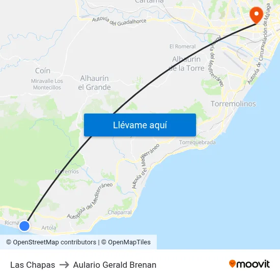 Las Chapas to Aulario Gerald Brenan map