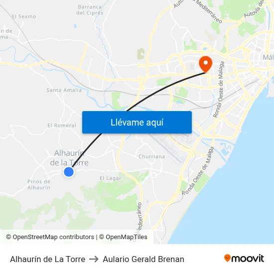 Alhaurín de La Torre to Aulario Gerald Brenan map