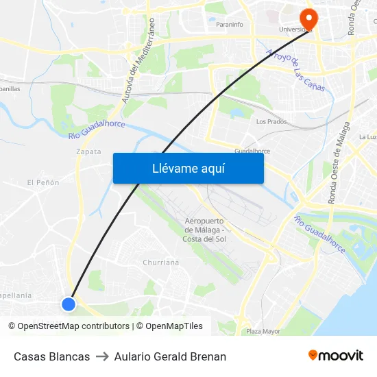 Casas Blancas to Aulario Gerald Brenan map