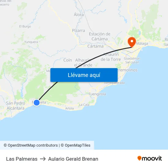 Las Palmeras to Aulario Gerald Brenan map