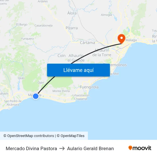 Mercado Divina Pastora to Aulario Gerald Brenan map
