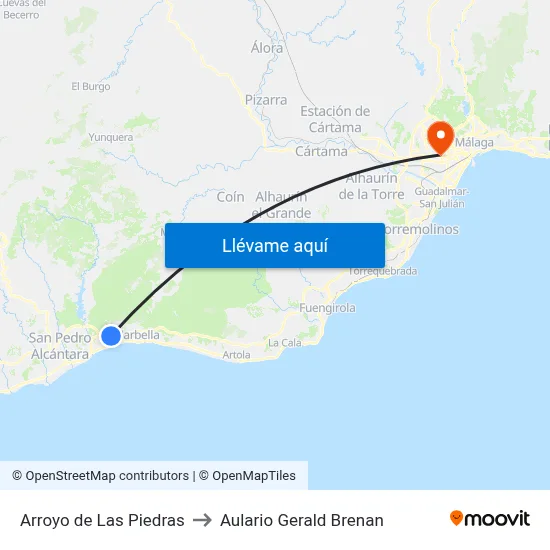 Arroyo de Las Piedras to Aulario Gerald Brenan map