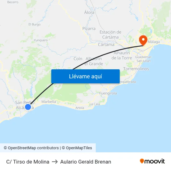 C/ Tirso de Molina to Aulario Gerald Brenan map