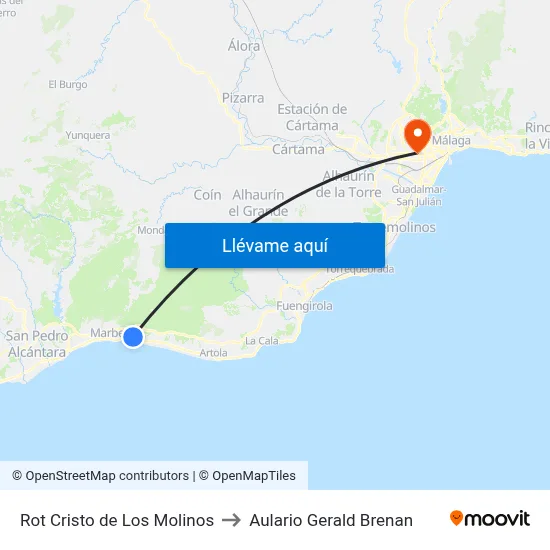 Rot Cristo de Los Molinos to Aulario Gerald Brenan map