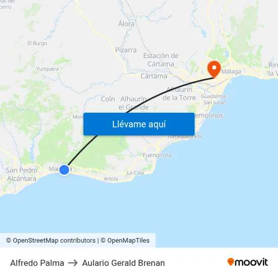 Alfredo Palma to Aulario Gerald Brenan map