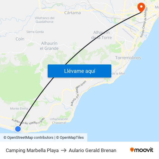 Camping Marbella Playa to Aulario Gerald Brenan map