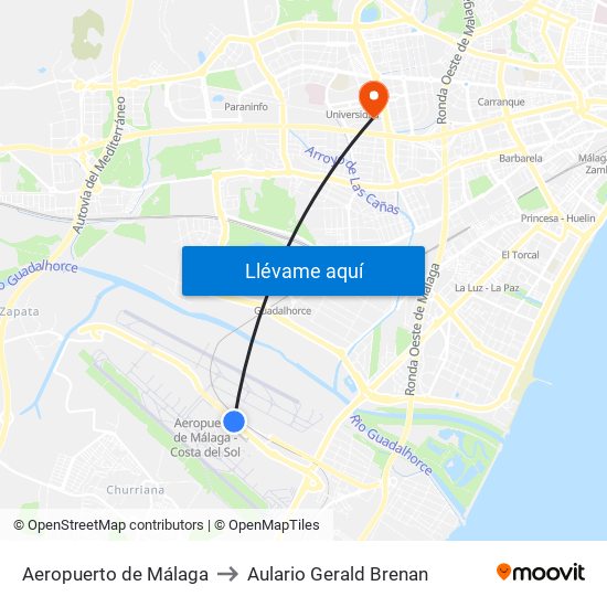 Aeropuerto de Málaga to Aulario Gerald Brenan map