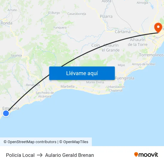 Policía Local to Aulario Gerald Brenan map