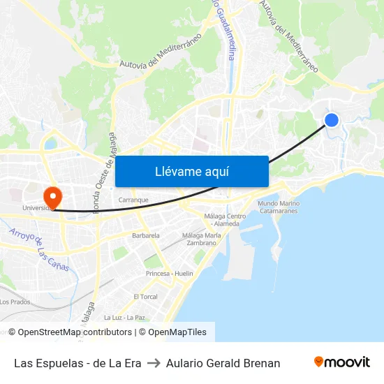 Las Espuelas - de La Era to Aulario Gerald Brenan map