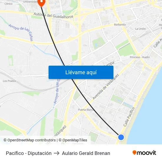 Pacífico - Diputación to Aulario Gerald Brenan map