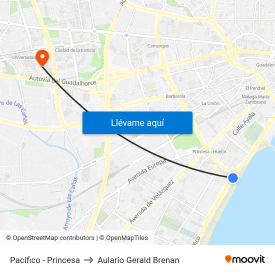 Pacífico - Princesa to Aulario Gerald Brenan map