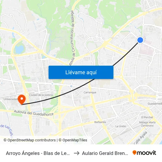 Arroyo Ángeles - Blas de Lezo to Aulario Gerald Brenan map