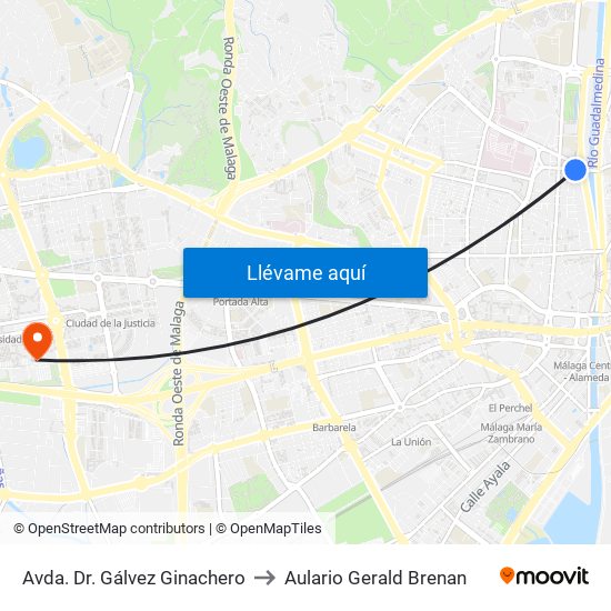 Avda. Dr. Gálvez Ginachero to Aulario Gerald Brenan map