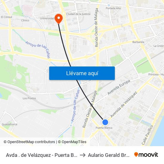 Avda . de Velázquez - Puerta Blanca to Aulario Gerald Brenan map