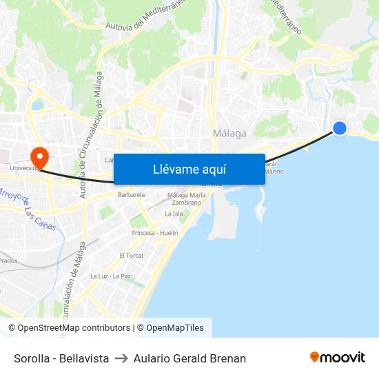 Sorolla - Bellavista to Aulario Gerald Brenan map